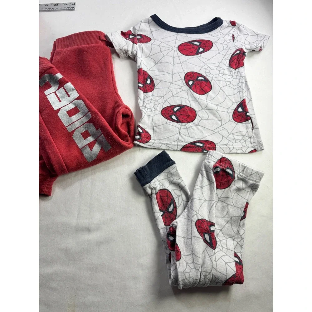 Marvel Spider-Man 4 Piece‎ Hoodie Jogger and Pajama Set Red White Size 4T